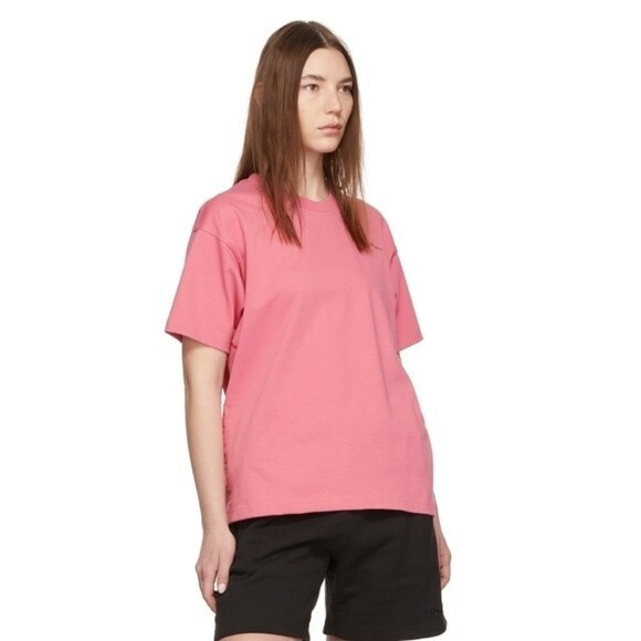 ADIDAS X HUMANRACE PHARRELL WILLIAMS T-SHIRT CROPPED OVERSIZED BARBIE PINK SZ M - Picture 3 of 16